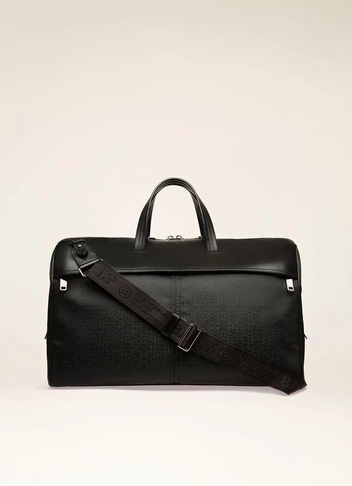 Men Bally Travel Bags Atticus 8211 Recycled Fabric and Leather Weekender Bag In Black
