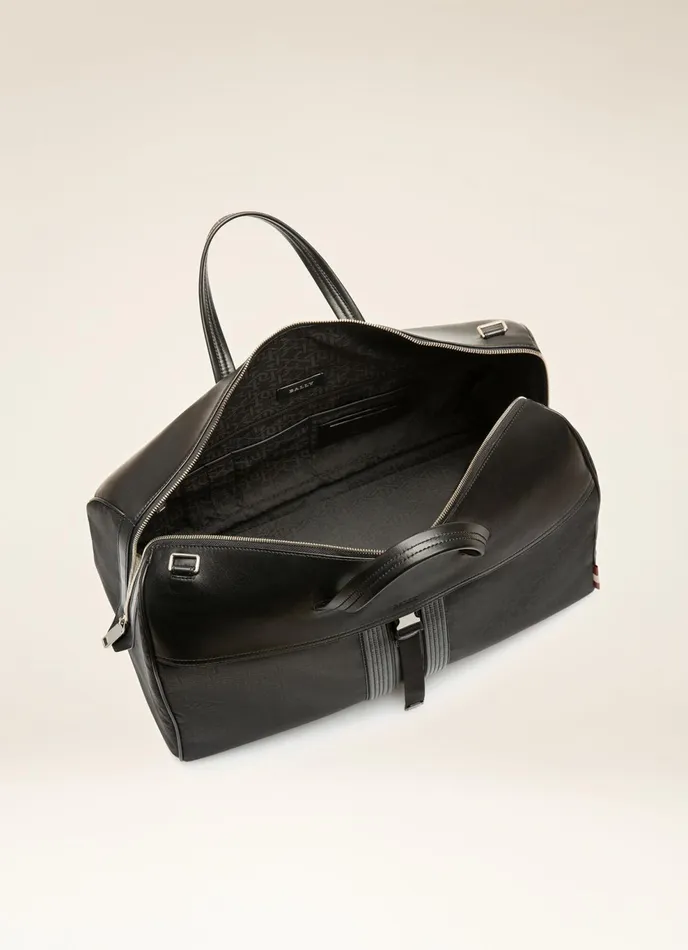 Men Bally Travel Bags Atticus 8211 Recycled Fabric and Leather Weekender Bag In Black
