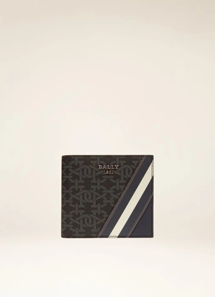 Men Bally Wallets Brasai 8211 TPU and Leather Wallet In Grey and Black
