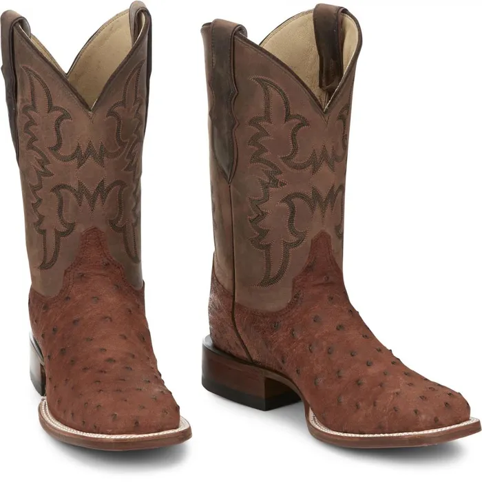 MEN Belmont 11034 Full Quill Ostrich Wild Brandy Justin Boots Western