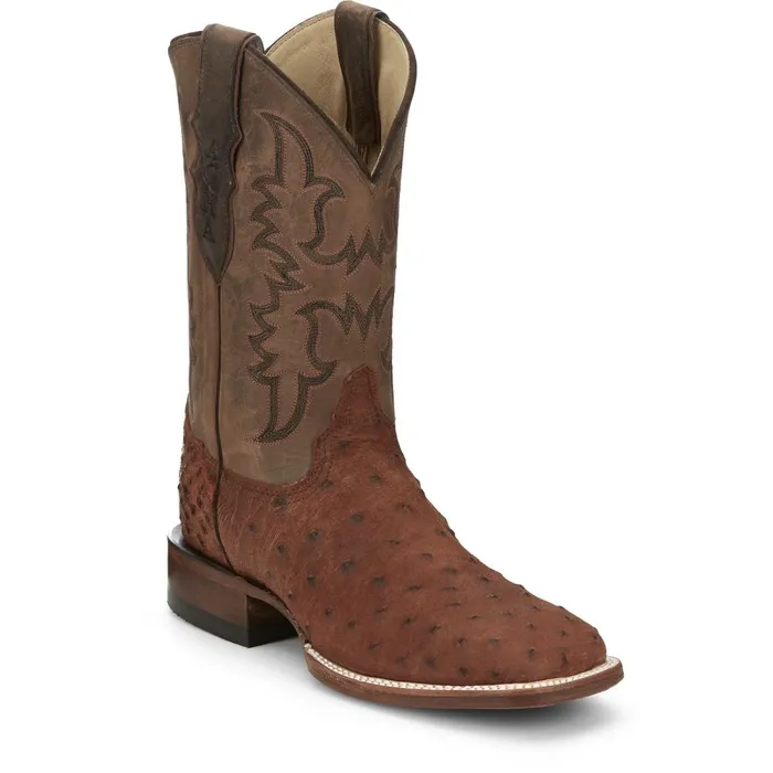 MEN Belmont 11034 Full Quill Ostrich Wild Brandy Justin Boots Western