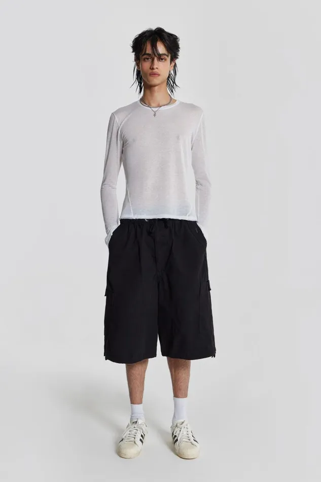 Men Black Oversized Cargo Shorts Jaded London Shorts and Jorts