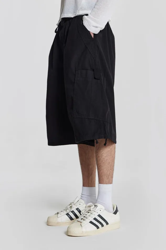 Men Black Oversized Cargo Shorts Jaded London Shorts and Jorts