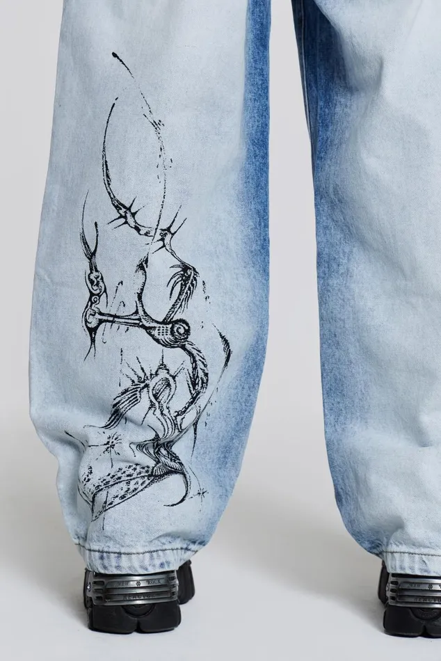 Men Blue Acid Wash Colossus Jean Jaded London Colossus Jeans