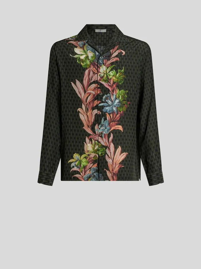 Men Bowling Shirt With Placed Print Etro Shirts