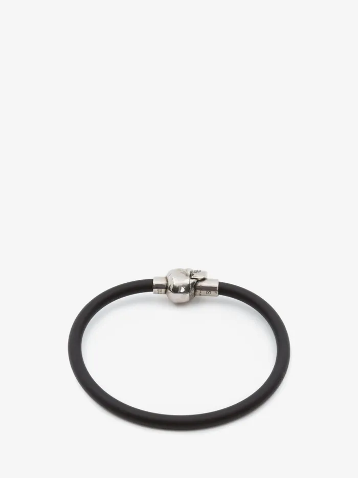 Men Bracelets Alexander McQueen Rubber Cord Skull Bracelet Black