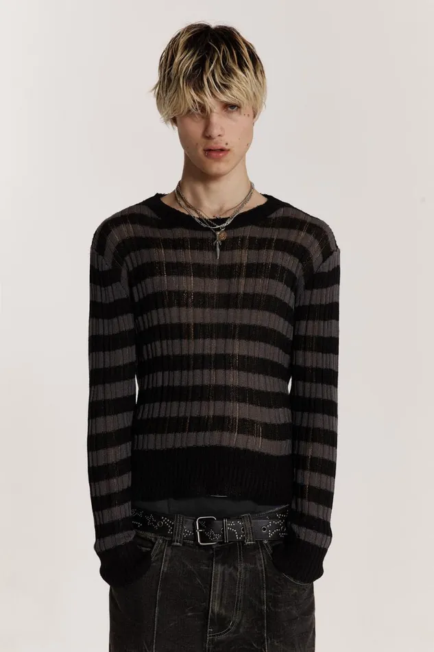 Men Charcoal Stripe Eclipse Jumper Jaded London Knitwear