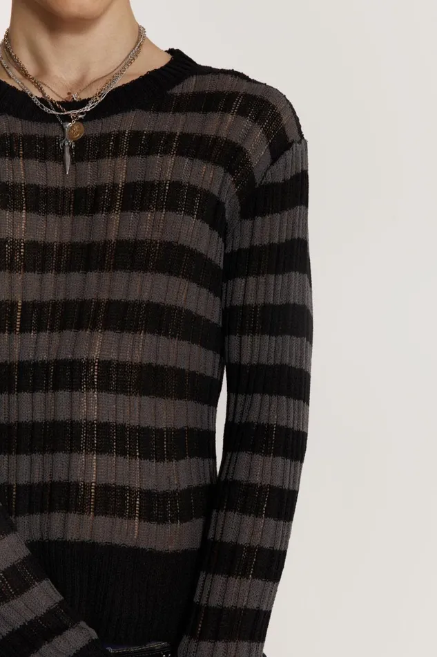Men Charcoal Stripe Eclipse Jumper Jaded London Knitwear