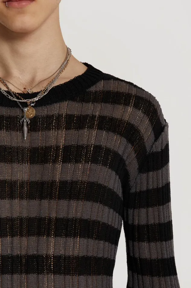 Men Charcoal Stripe Eclipse Jumper Jaded London Knitwear