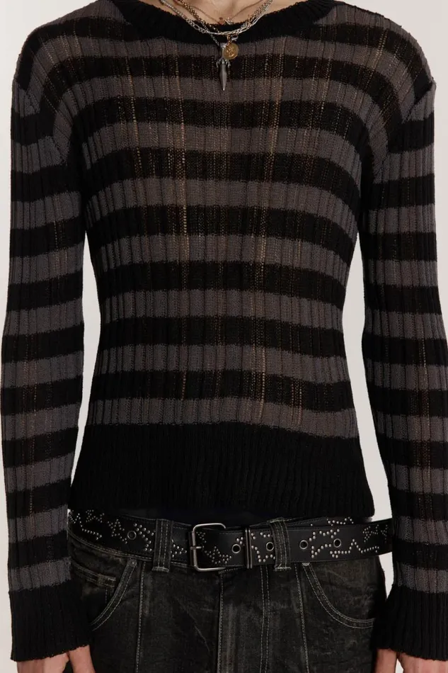 Men Charcoal Stripe Eclipse Jumper Jaded London Knitwear