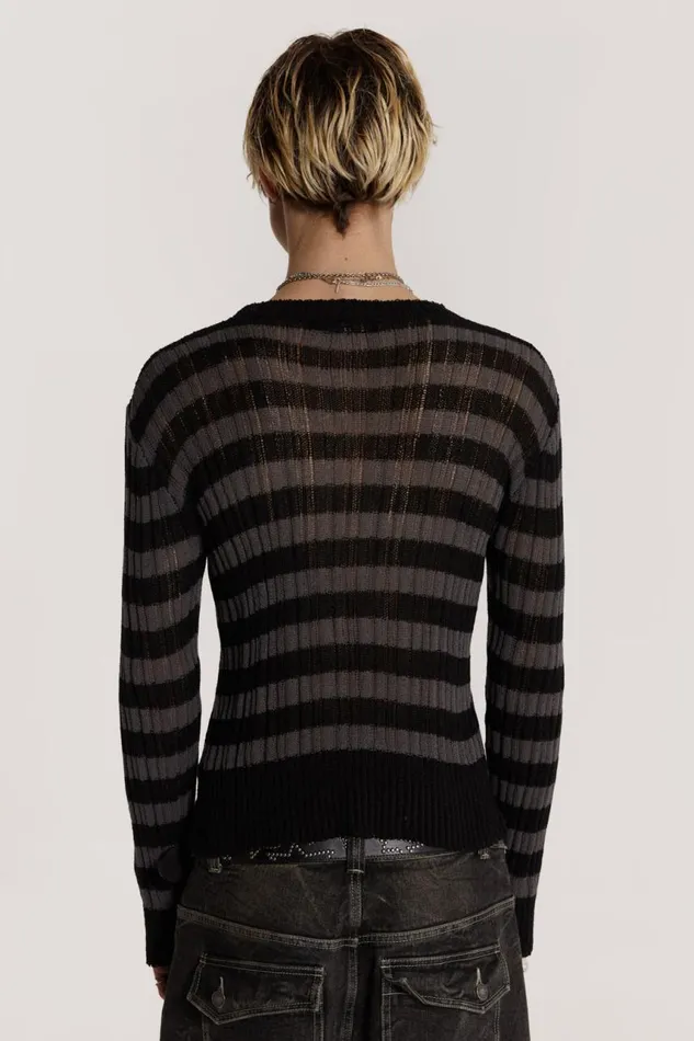 Men Charcoal Stripe Eclipse Jumper Jaded London Knitwear
