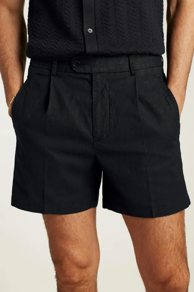 Men Coastal Linen Short Jet Black Bonobos Casual Shorts