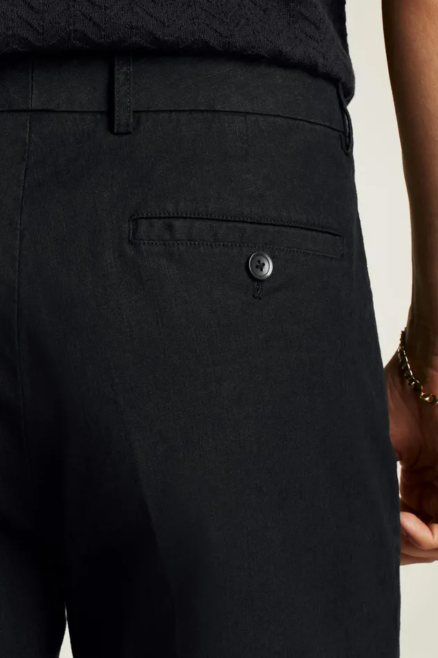 Men Coastal Linen Short Jet Black Bonobos Casual Shorts