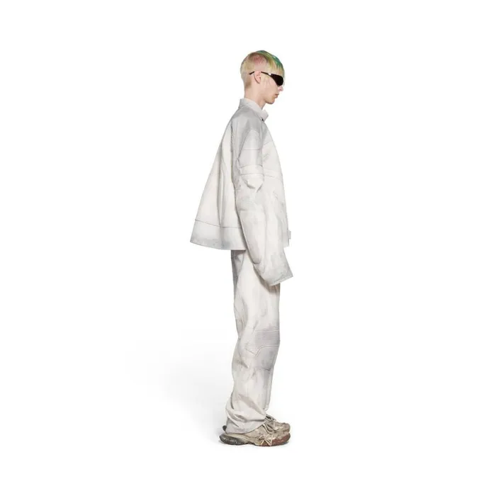 Men Coats and Jackets Balenciaga Oversized Biker Jacket In White