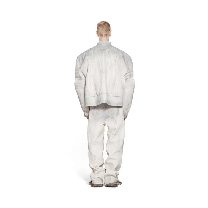 Men Coats and Jackets Balenciaga Oversized Biker Jacket In White