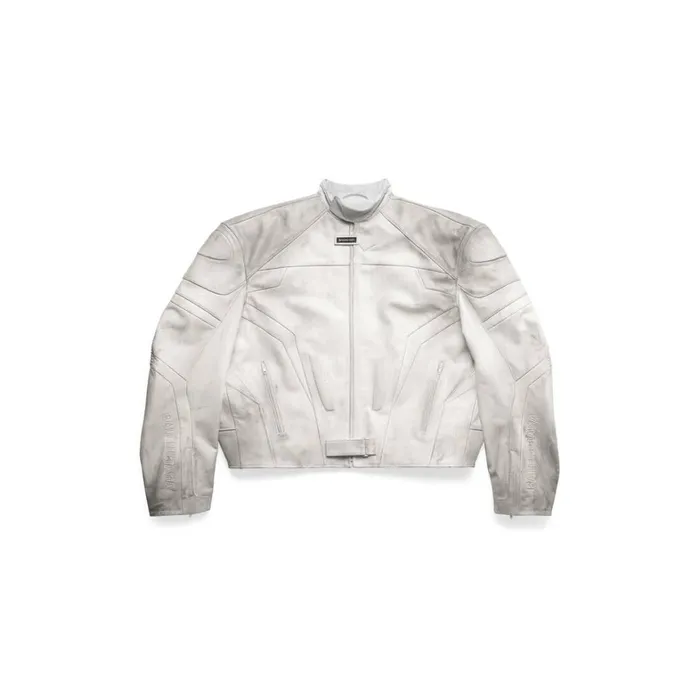 Men Coats and Jackets Balenciaga Oversized Biker Jacket In White