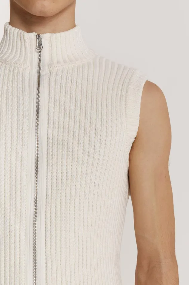 Men Cream Sleeveless Zip Through Jaded London TShirts and Vests