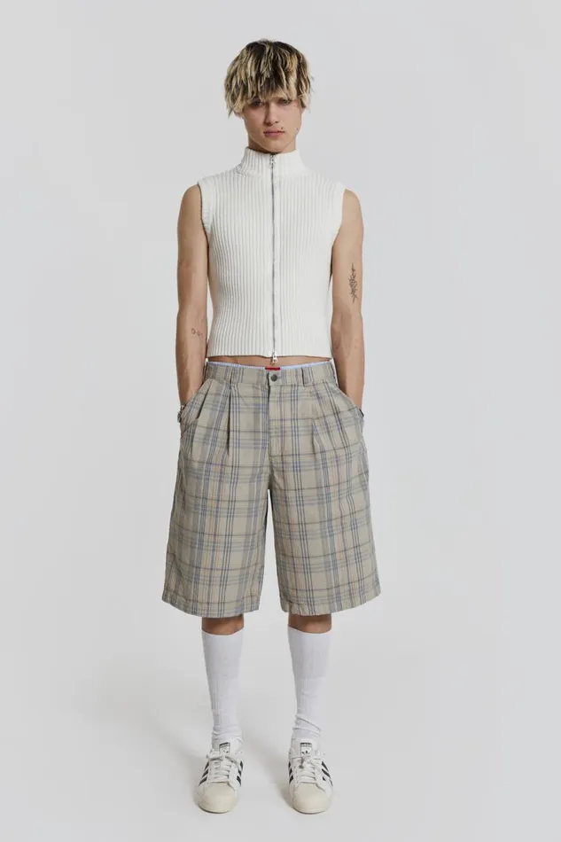 Men Cream Sleeveless Zip Through Jaded London TShirts and Vests