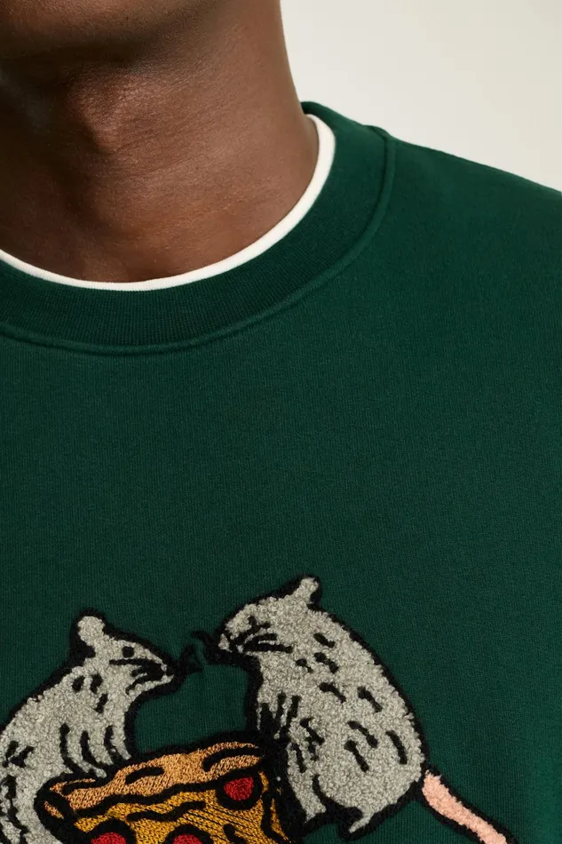 Men Critter Supersoft Fleece Crew You Wanna Pizza This Bonobos Sweatshirts and Hoodies