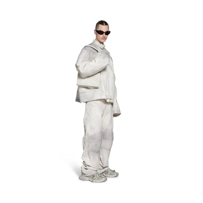 Men Crossbodies and Messengers Balenciaga Car Flap Bag With Strap Dirty Effect In White
