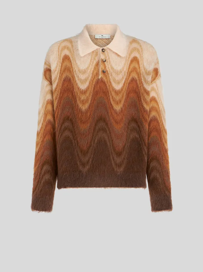 Men Degrad Jacquard Polo Jumper Etro Knitwear