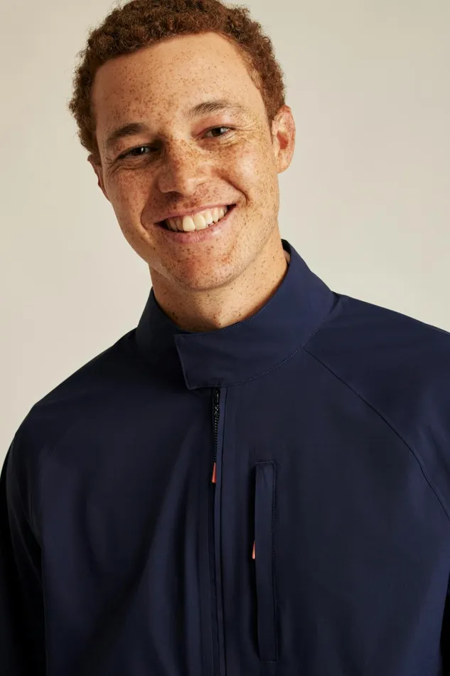 Men Elements Shell Golf Jacket Maritime Blue Bonobos Golf Outerwear and Layering