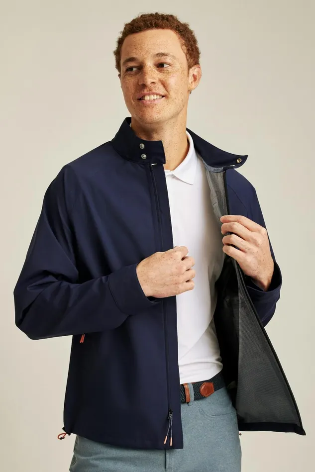 Men Elements Shell Golf Jacket Maritime Blue Bonobos Golf Outerwear and Layering