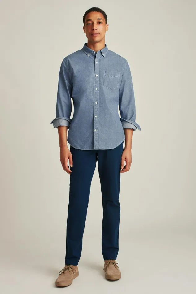 Men Everyday Denim Shirt Bleach Wash Bonobos Casual Shirts