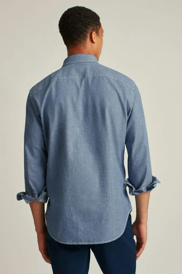 Men Everyday Denim Shirt Bleach Wash Bonobos Casual Shirts