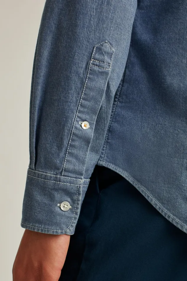 Men Everyday Denim Shirt Bleach Wash Bonobos Casual Shirts
