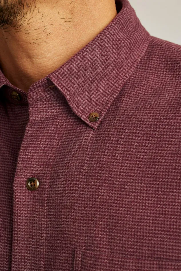 Men Everyday Lightweight Flannel Shirt Burgundy Micro Houndstooth Bonobos Casual Shirts