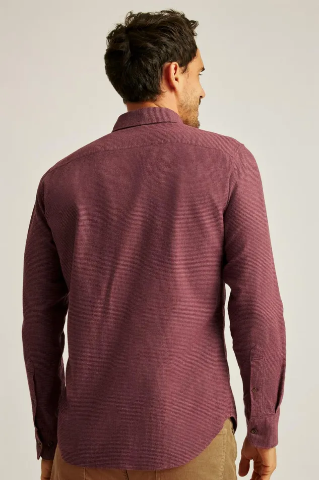 Men Everyday Lightweight Flannel Shirt Burgundy Micro Houndstooth Bonobos Casual Shirts