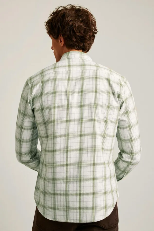 Men Everyday Lightweight Flannel Shirt Green Loden Plaid Bonobos Casual Shirts