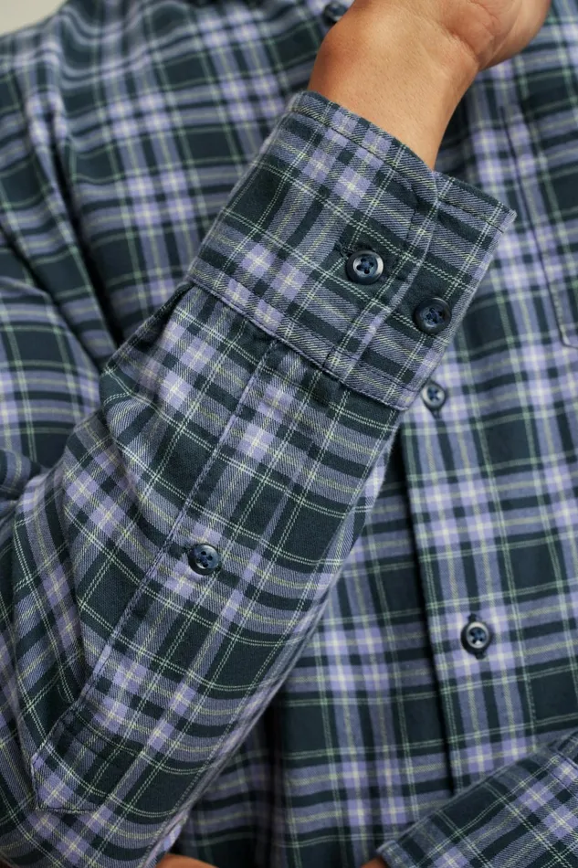Men Everyday Lightweight Flannel Shirt Navy Lavender Plaid Bonobos Casual Shirts