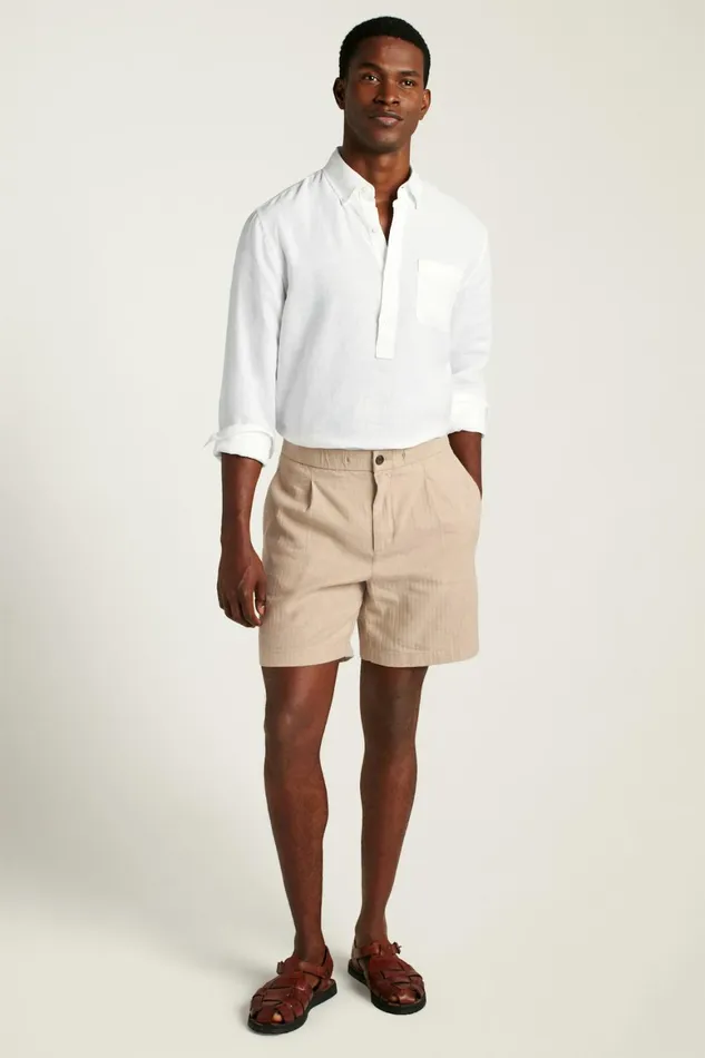 Men Everyday Linen Popover White Bonobos Casual Shirts