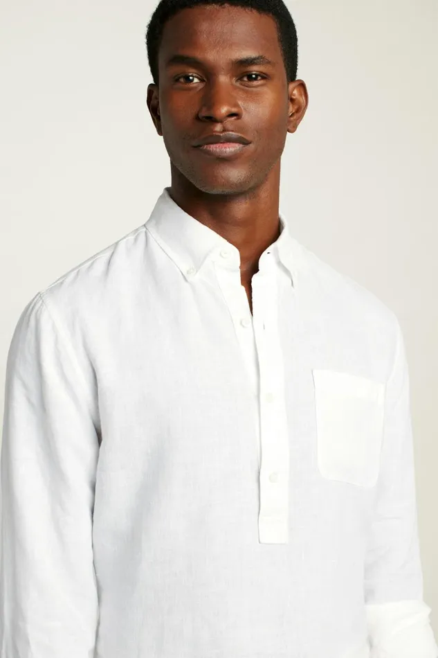 Men Everyday Linen Popover White Bonobos Casual Shirts