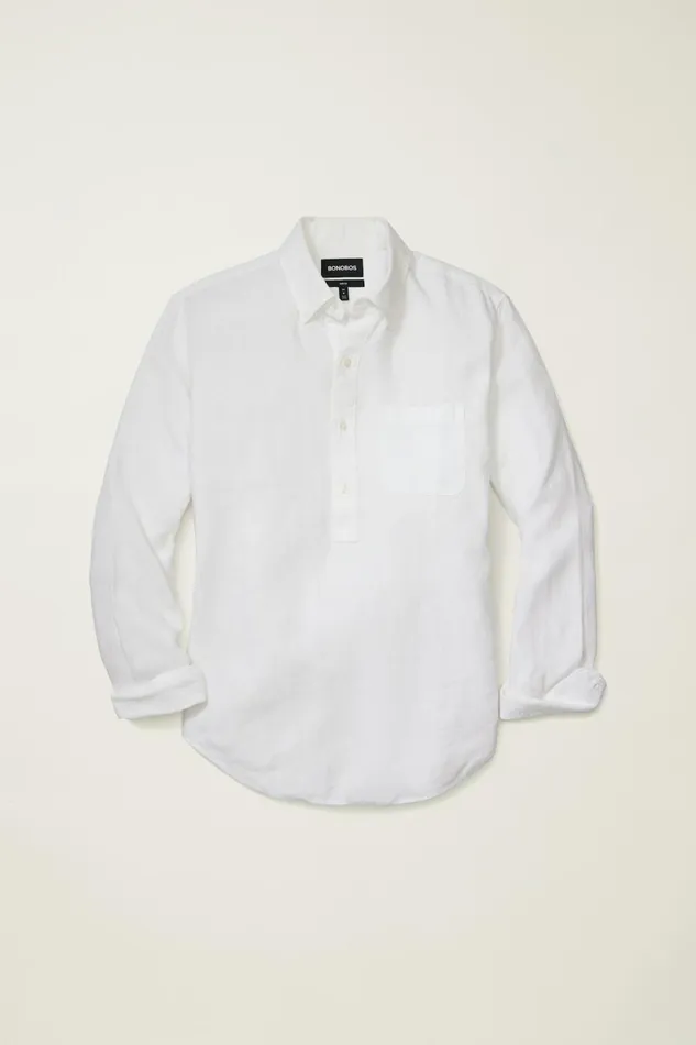 Men Everyday Linen Popover White Bonobos Casual Shirts
