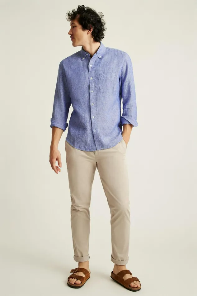 Men Everyday Linen Shirt Deep Indigo Bonobos Casual Shirts