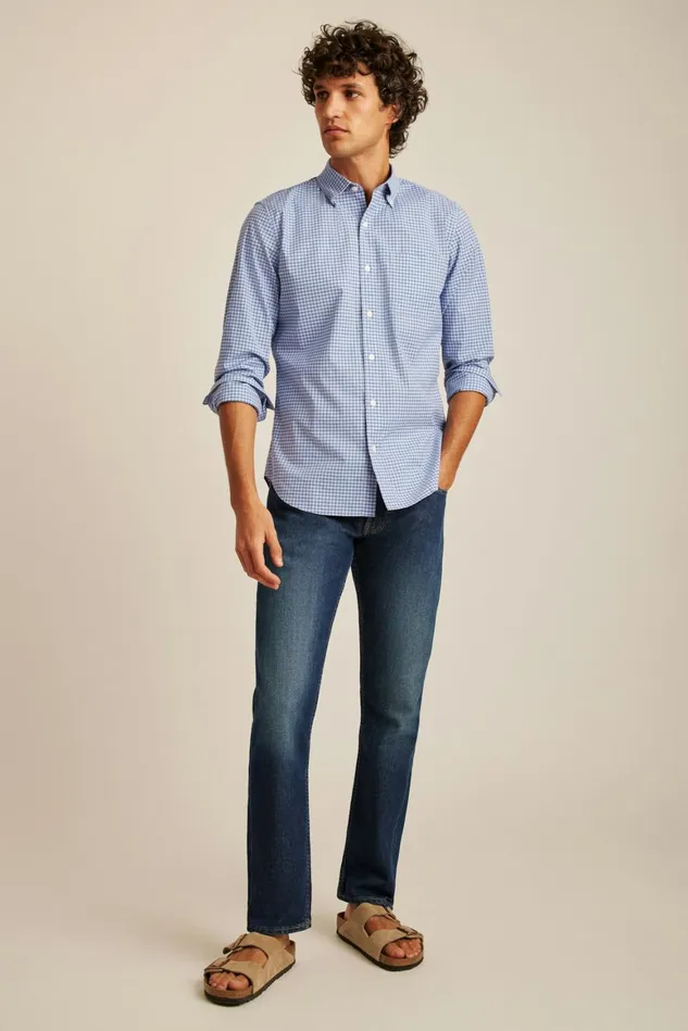 Men Everyday Shirt Blue Lilac Mini Gingham Bonobos Casual Shirts