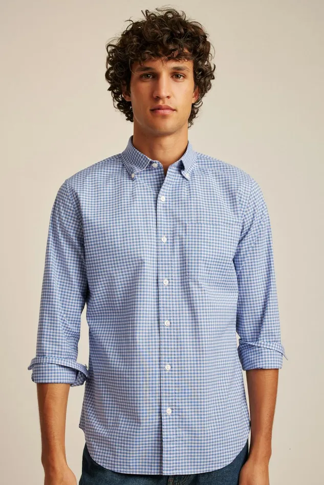 Men Everyday Shirt Blue Lilac Mini Gingham Bonobos Casual Shirts