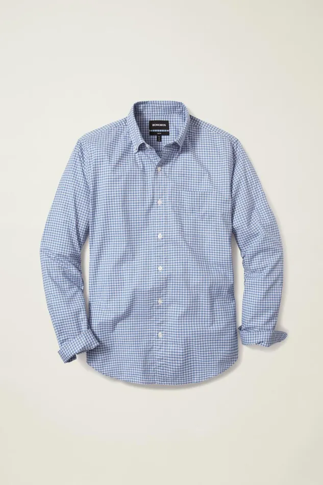 Men Everyday Shirt Blue Lilac Mini Gingham Bonobos Casual Shirts