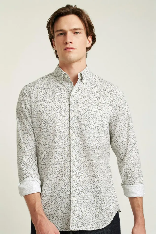 Men Everyday Shirt Olive Floral Scatter Bonobos Casual Shirts