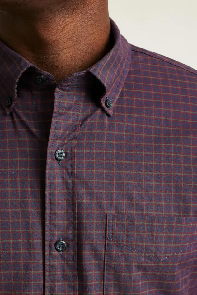 Men Everyday Shirt Wine Smithtown Plaid Bonobos Casual Shirts