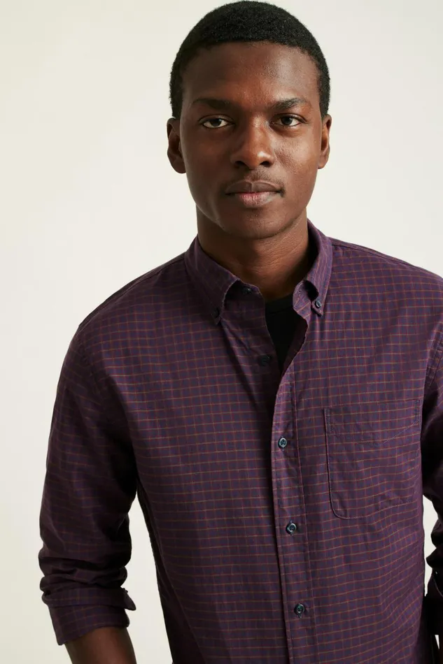 Men Everyday Shirt Wine Smithtown Plaid Bonobos Casual Shirts