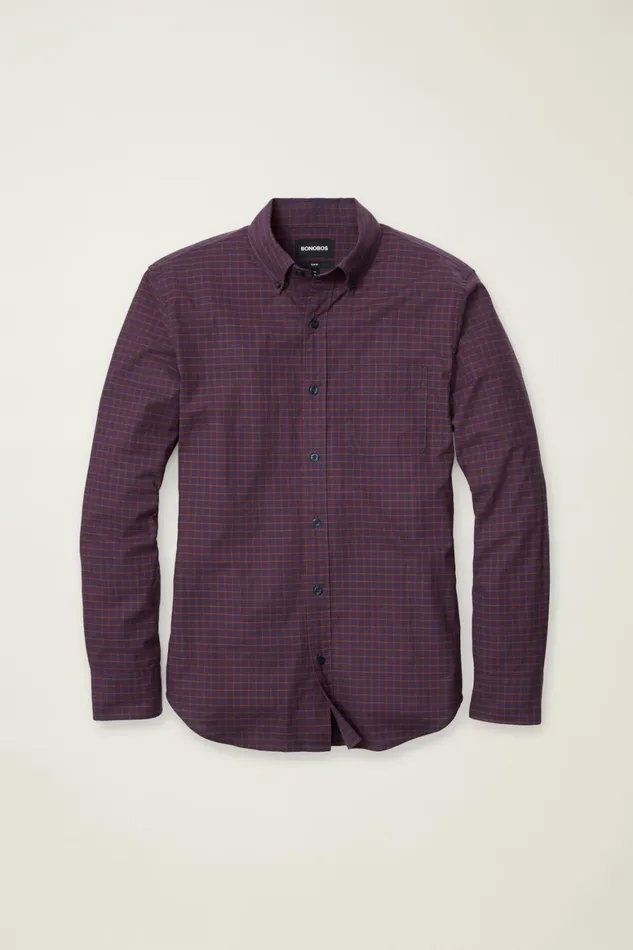 Men Everyday Shirt Wine Smithtown Plaid Bonobos Casual Shirts