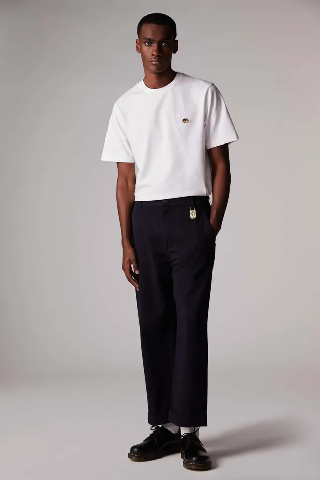 Men Fiorucci Bottoms Logo Patch Trousers Navy