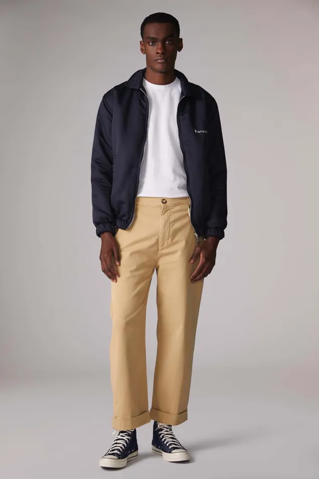 Men Fiorucci Jackets and Coats Embroidered Logo Jacket Navy