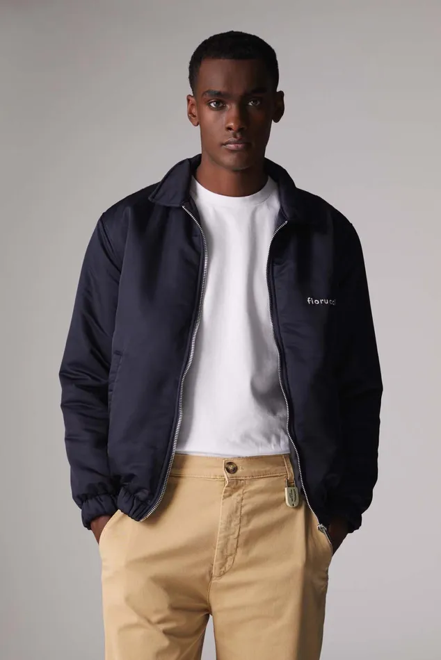 Men Fiorucci Jackets and Coats Embroidered Logo Jacket Navy Men Fiorucci Jackets and Coats Embroidered Logo Jacket Navy