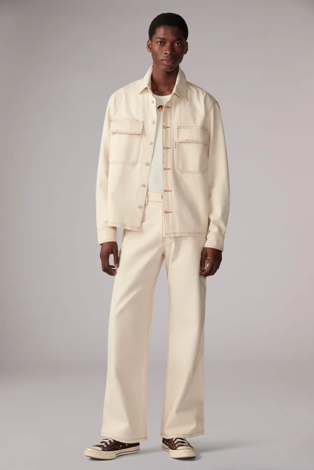 Men Fiorucci Shirts Carpenter Denim Shirt Cream