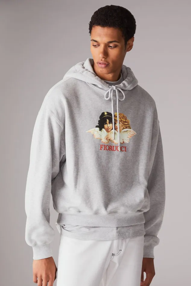 Men Fiorucci Sweatshirts and Hoodies Angels Hoodie Grey Men Fiorucci Sweatshirts and Hoodies Angels Hoodie Grey